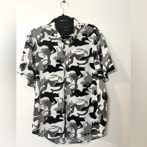 Button up polyester shirt-Camo